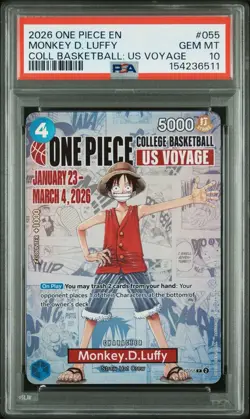 2026 ONE PIECE PROMOS COLLEGE BASKETBALL : US VOYAGE MONKEY D. LUFFY PSA 10 - Image 1