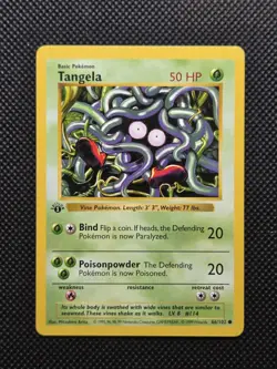 Pokemon TCG Tangela Base Set 1st Edition Shadowless Common Card NM - Image 5