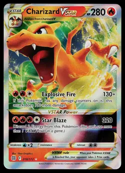 Pokemon Card - Charizard VSTAR Brilliant Stars 018/172 Ultra Rare OFF-CENTER - Image 1