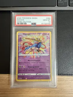 Pokemon TCG Zacian Card Vivid Voltage SWSH, Amazing Rare, 082/185 PSA 10 - Image 1