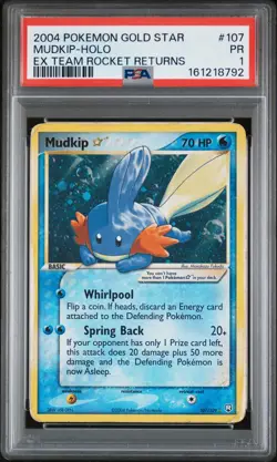 2004 POKEMON EX TEAM ROCKET RETURNS GOLD STAR #107 MUDKIP-HOLO PSA 1 - Image 1