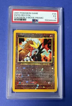 2001 Pokemon Game Entei Rev Foil Pokemon 3 Movie Promo #34 PSA 5 EX - Image 1