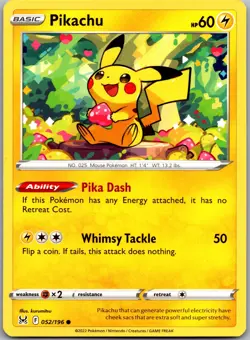 Pikachu 052/196 Common Lost Origin Pokemon - Image 1