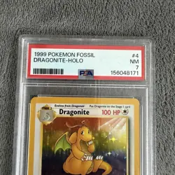 1999 Pokemon Fossil Dragonite Holo 4 / 62 PSA 7 NM - Image 2