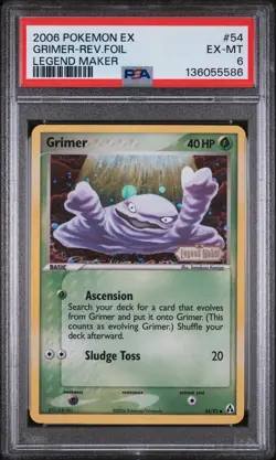 2006 POKEMON EX LEGEND MAKER #54 GRIMER-REVERSE FOIL PSA 6 - Image 1