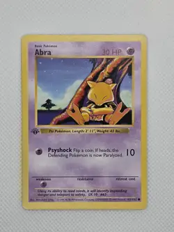 43/102 Abra 1st Edition Pokemon Base Set Shadowless TCG Common - Image 5