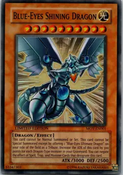 Yugioh Blue-Eyes Shining Dragon MOV-EN001 Limited Edition Super Rare NM - Image 1