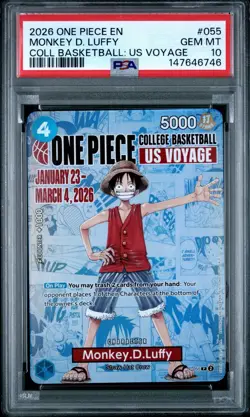 2026 One Piece EN College Basketball US Voyage #055 Monkey D Luffy PSA 10 - Image 1