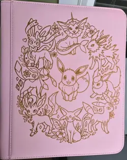 Pokemon Eeveelutions 9 Pocket Engraved PINK Top Loader Binder 324 Cards New - Image 1