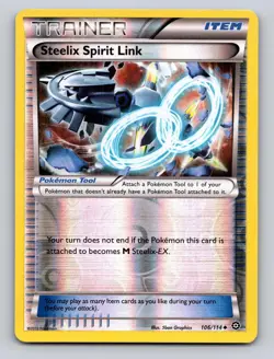 Steelix Spirit Link 106/114 Uncommon Steam Siege Pokemon Reverse Holo LP - Image 1