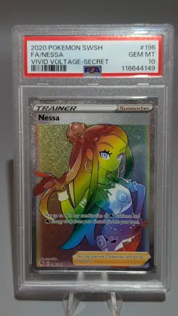 PSA 10 Gem Mint Pokemon TCG NESSA Vivid Voltage Full Art Secret Rare 196/185 🌈 - Image 1