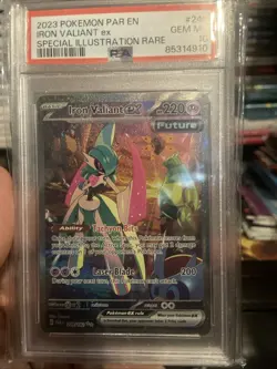 2023 POKEMON PARADOX RIFT SPECIAL ILLUSTRATION RARE IRON VALIANT EX PSA 10 - Image 2