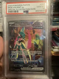 2023 POKEMON PARADOX RIFT SPECIAL ILLUSTRATION RARE IRON VALIANT EX PSA 10 - Image 3