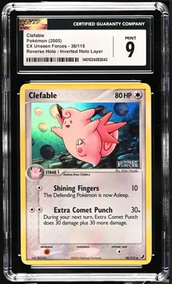 Clefable 36/115 - Pokemon 2005 EX Unseen Forces Rev. Holo CGC9 - Image 1