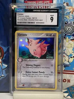 Clefable 36/115 - Pokemon 2005 EX Unseen Forces Rev. Holo CGC9 - Image 3