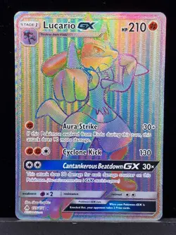 Pokemon TGC Lucario GX Rainbow Holo Stage 2 135/131 Forbidden Light Near Mint - Image 1