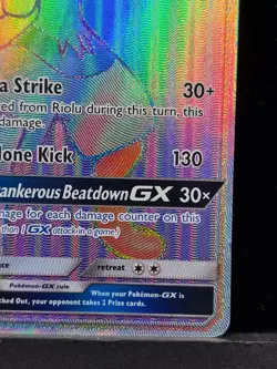 Pokemon TGC Lucario GX Rainbow Holo Stage 2 135/131 Forbidden Light Near Mint - Image 5