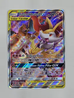 Charizard & Braixen GX SM230 Tag Team Promo Full Art Holo Pokemon Card NM - Image 1