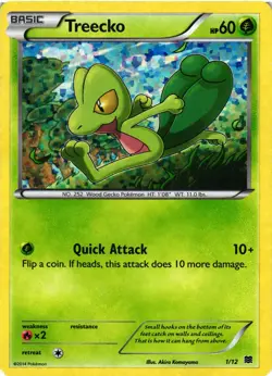 Pokemon TCG Treecko 1/12 McDonald's Promos 2015 Holo HEAVY DMG - Image 1