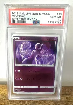 Pokemon PSA 10 GEM MINT - Mewtwo DETECTIVE Pikachu 016/024 Japanese - Image 1