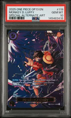 2025 ONE PIECE OP13-CARRYING ON HIS WILL #119 MONKEY D. LUFFY PSA 10 - Image 1