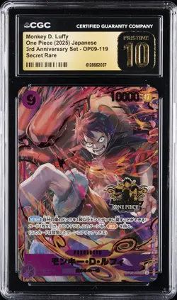 2025 ONE PIECE JAPANESE #OP09-119 MONKEY D. LUFFY CGC 10 PRISTINE - Image 1