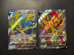 Pokemon Shiny Zacian V 292 + Shiny Zamazenta V 293 Crown Zenith ~ NM / Mint - Image 1