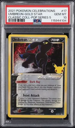 2021 POKEMON CELEBRATIONS CLASSIC COLL #17 UMBREON-GOLD STAR PSA 10 - Image 1
