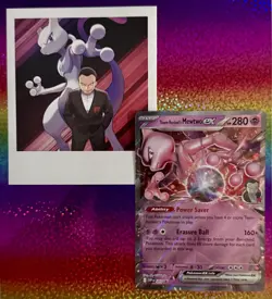 Pokemon Team Rocket's Mewtwo EX 205 PROMO & Sticker Set S&V Black Star Promo TCG - Image 1
