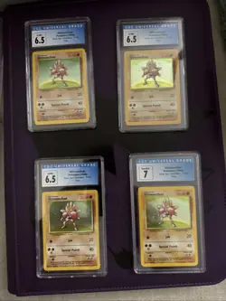 Hitmonchan Base Set Holographic Pokemon Cards #7/102 CGC 6.5 EX/NM+ via 1999 X4 - Image 1