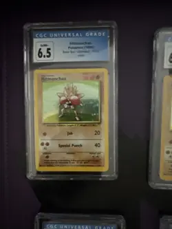 Hitmonchan Base Set Holographic Pokemon Cards #7/102 CGC 6.5 EX/NM+ via 1999 X4 - Image 2
