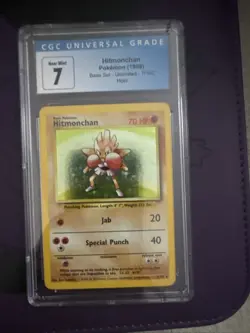 Hitmonchan Base Set Holographic Pokemon Cards #7/102 CGC 6.5 EX/NM+ via 1999 X4 - Image 5