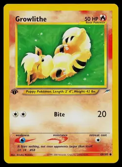 Pokemon Card - Growlithe Neo Destiny 68/105 1st Edition Common - Image 1