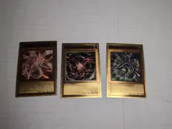 Yugioh Custom Gold Foil Card Red-Eyes Black Dragon Lot For Art Purposes  - Image 1