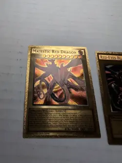 Yugioh Custom Gold Foil Card Red-Eyes Black Dragon Lot For Art Purposes  - Image 3