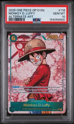 2025 ONE PIECE OP13-CARRYING ON HIS WILL ALTERNATE ART MONKEY D. LUFFY PSA 10 - Image 1