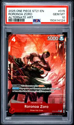 ONE PIECE RORONOA ZORO 2025 STARTER DECK ST21-EX GEAR 5 #015 ALT ART PSA 10 - Image 1