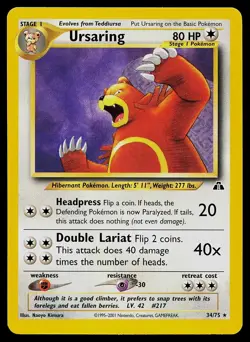 Pokemon Card - Ursaring Neo Discovery 34/75 Rare - Image 1