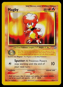 Pokemon Card - Magby Neo Genesis 23/111 Rare - Image 1