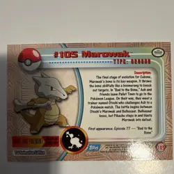 Topps Marowak 105 TV Animation Edition 1999 Regular Die-Cut Pokemon Card - Image 3
