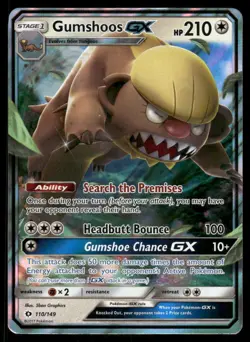 Pokemon Cards Gumshoos GX 110/149 SM Base Set Holo Ultra Rare LP - Image 1