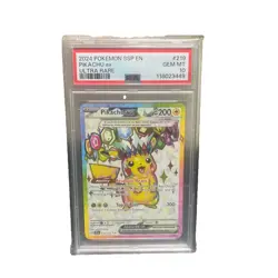 Pikachu EX Holo Full Art Ultra Rare Pokemon Card PSA 10 Surging Sparks 219/191 - Image 1