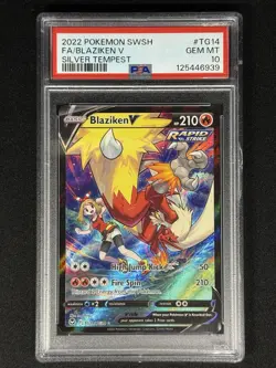 2022 POKEMON SWORD & SHIELD SILVER TEMPEST #TG14 FULL ART/BLAZIKEN V PSA 10 - Image 1