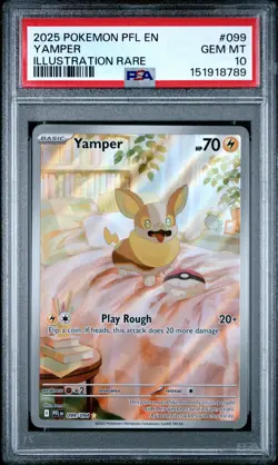 2025 POKEMON PFL EN-PHANTASMAL FLAMES ILLUSTRATION RARE #099 YAMPER PSA 10 - Image 1