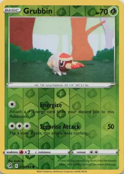 Grubbin 018/264 Common Fusion Strike Pokemon Reverse Holo Near Mint - Image 1