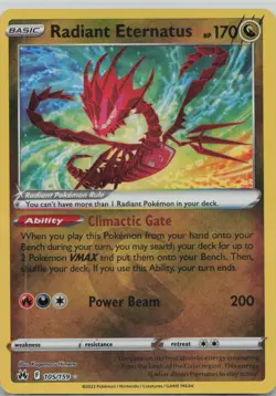 Radiant Eternatus 105/159 Radiant Rare Crown Zenith Pokemon Near Mint - Image 1