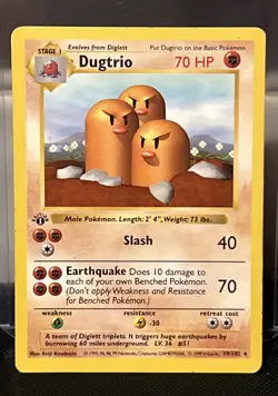 Wizards of the Coast Dugtrio 1st Edition Base Set Shadowless 19/102 70 - MP🔥🔥 - Image 1