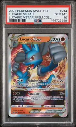 2022 POKEMON SWSH BLACK STAR PROMO 214 LUCARIO VSTAR LUCARIO VSTAR PSA 10 - Image 1