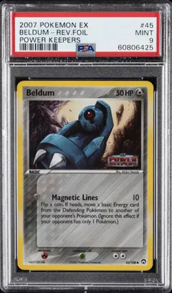 2007 POKEMON EX POWER KEEPERS #45 BELDUM-REVERSE FOIL PSA 9 - Image 1