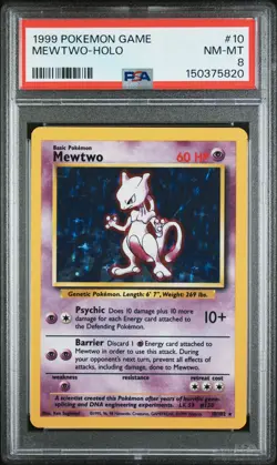 1999 Pokemon Unlimited 10 Mewtwo Holo PSA 8 150375820 - Image 1